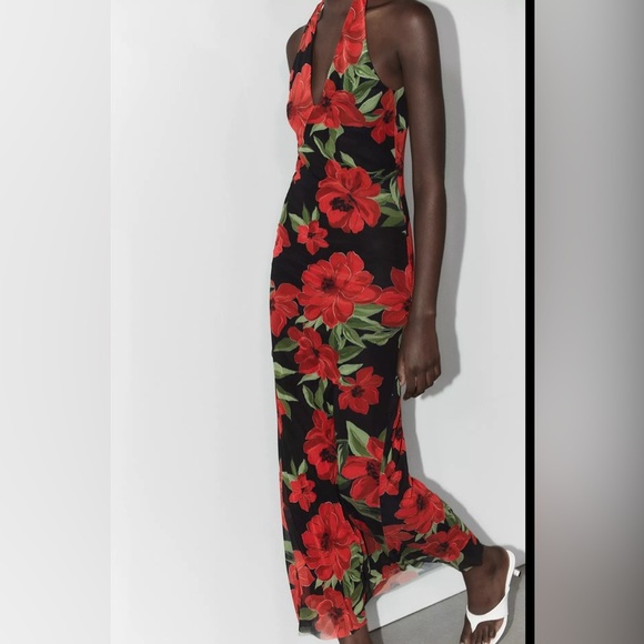 🔥🔥Zara Floral print tulle  scarf Dress - Picture 3 of 8